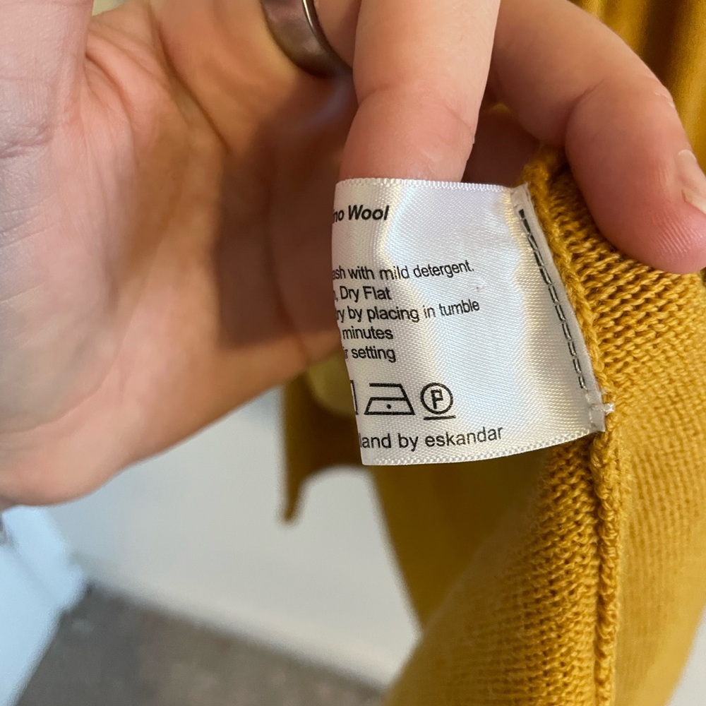 Eskandar Merino Wool Cape Cardigan Women’s One Size Mustard Yellow Lagenlook - Picture 11 of 11